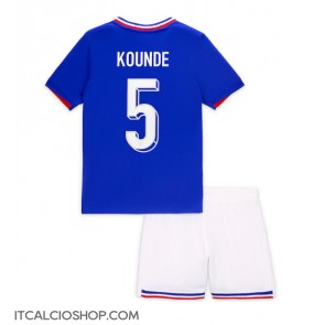 Francia Jules Kounde #5 Prima Maglia Bambino Europei 2024 Manica Corta (+ Pantaloni corti)